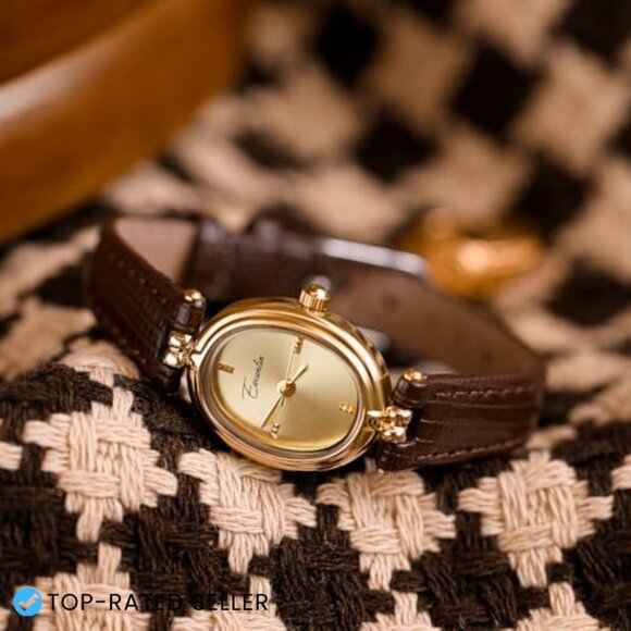 Vintage Oval Watch Minimalist Elegant Casual Ladies Wrist Watch Leather Band main image 5